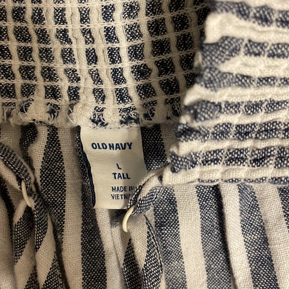 Old Navy Jumpsuit romper Size Large Tall striped blue white sleeveless - Picture 3 of 3